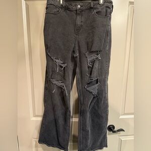 Hollister Charcoal Distressed Flare Jeans